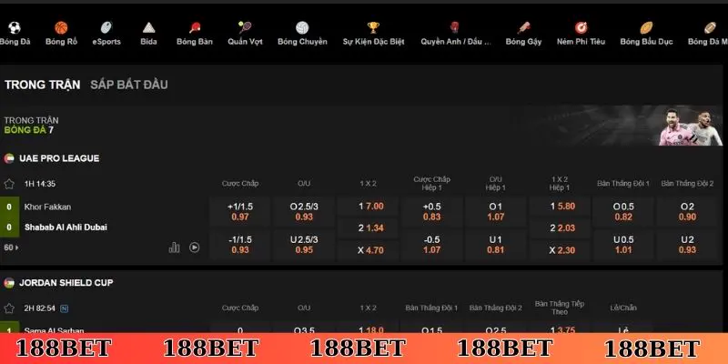 Cá cược thể thao 188Bet cực đỉnh