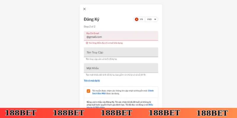 Nhập thông tin cá nhân lúc đăng ký, đăng nhập